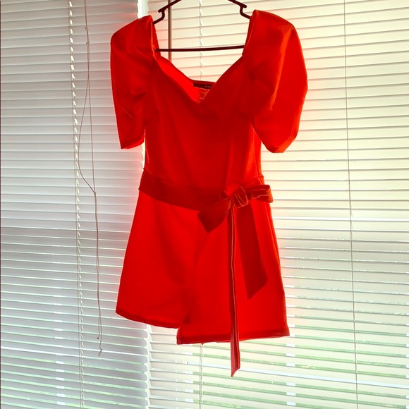 Neon Coral Romper - Picture 2 of 3